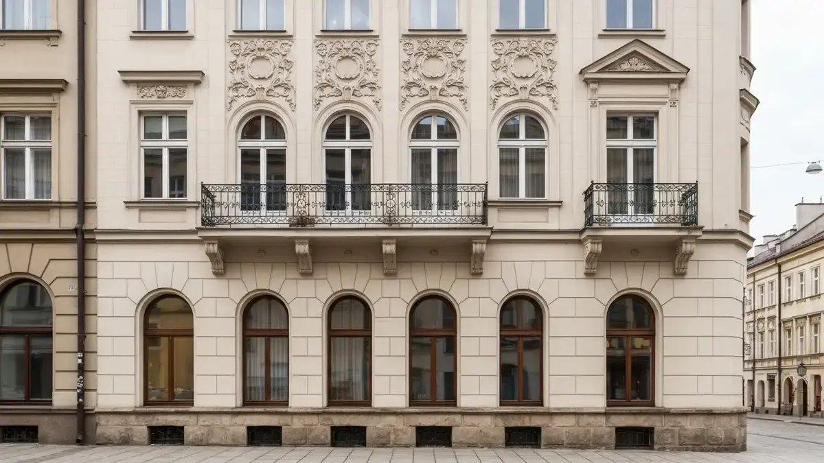 Secesyjne detale kamienic przy ulicy Sienkiewicza w Kielcach