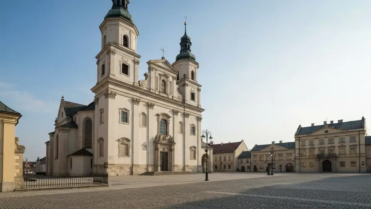 Bazylika Katedralna w Kielcach na Wzgorzu Zamkowym w dziennym swietle