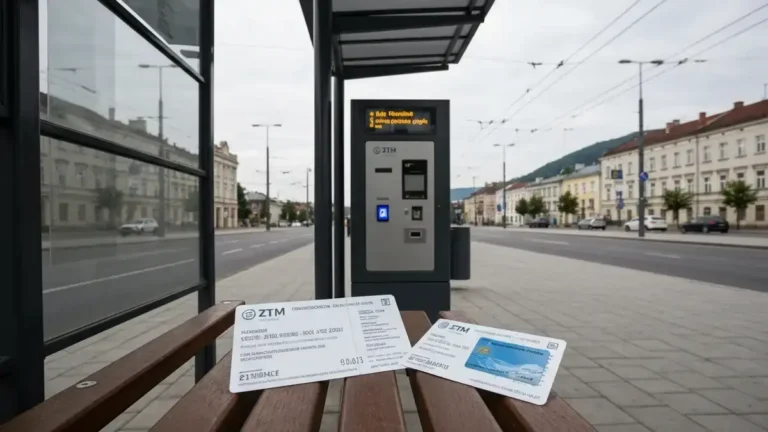 Biletomat i kasownik na przystanku komunikacji miejskiej w Kielcach