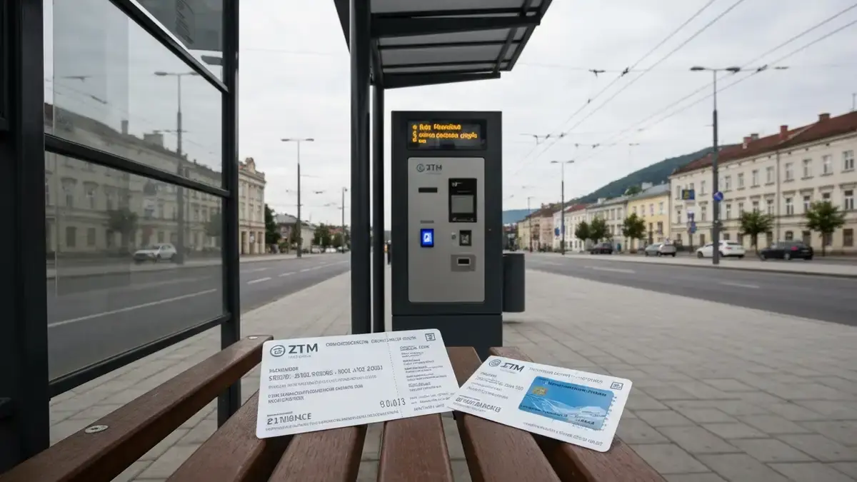 Biletomat i kasownik na przystanku komunikacji miejskiej w Kielcach