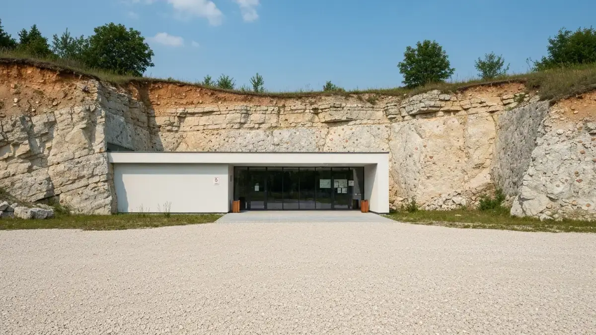 Centrum Geoedukacji przy Wietrzni w Kielcach z wapiennymi scianami dawnego kamieniolomu
