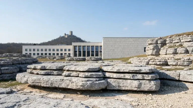 Centrum edukacji geologicznej w Chęcinach wśród wapiennych skał Gór Świętokrzyskich