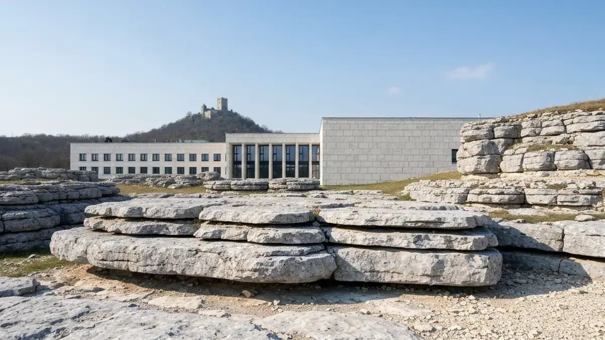 Centrum edukacji geologicznej w Chęcinach wśród wapiennych skał Gór Świętokrzyskich