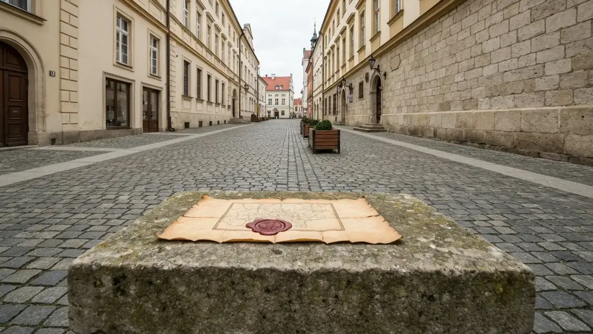 Historyczne centrum Kielc z brukiem, katedrą i dawną dzielnicą biskupią