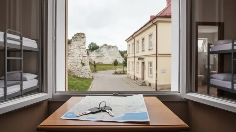 Porownanie hostelu i hotelu w Kielcach z widokiem na lokalny krajobraz