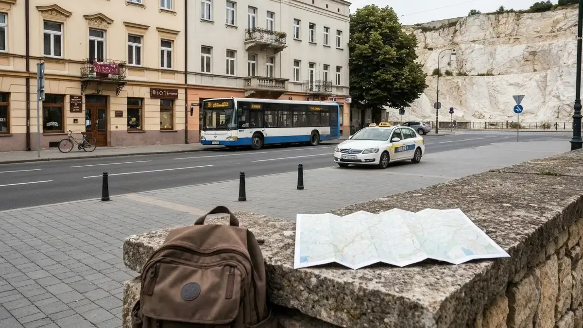 Dojazd z centrum Kielc do rezerwatów Ślichowice i Wietrznia