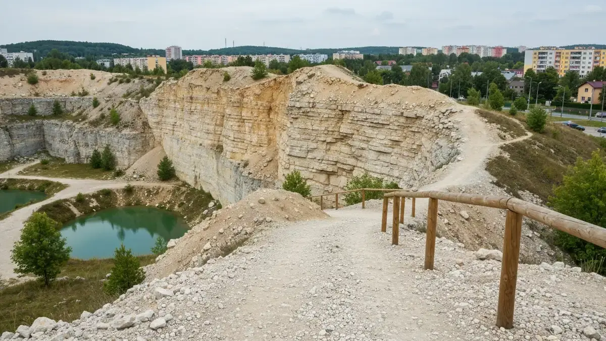 Wapienne skały i ścieżka spacerowa między Kadzielnią a Wietrznią w Kielcach